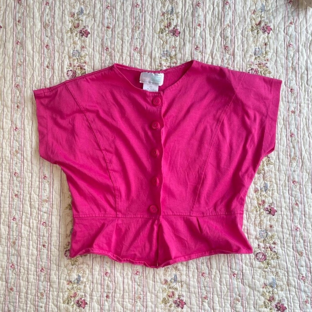 80s Mister Noah hot pink blouse